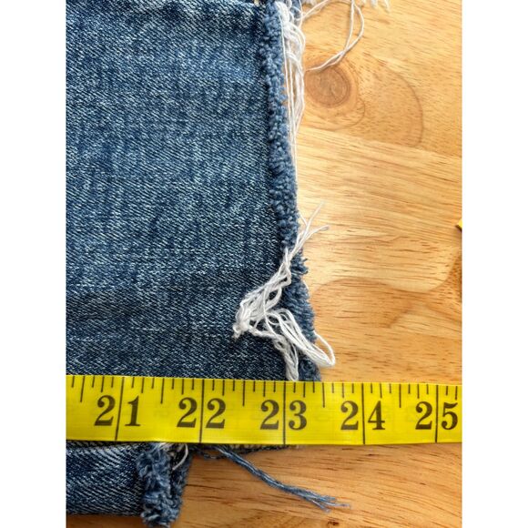 AMERICAN EAGLE WIDE LEG CROPPED RAW HEM ASYMMETRICAL JEANS - Picture 4 of 5